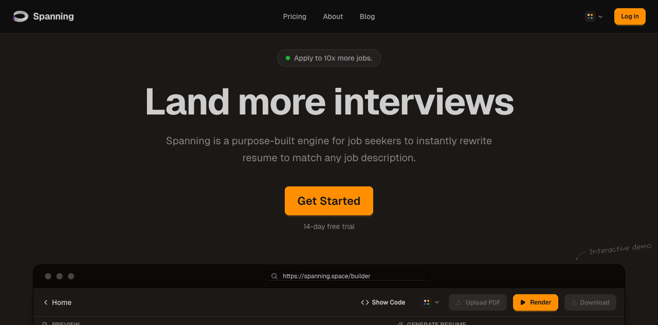 Spanning live website preview